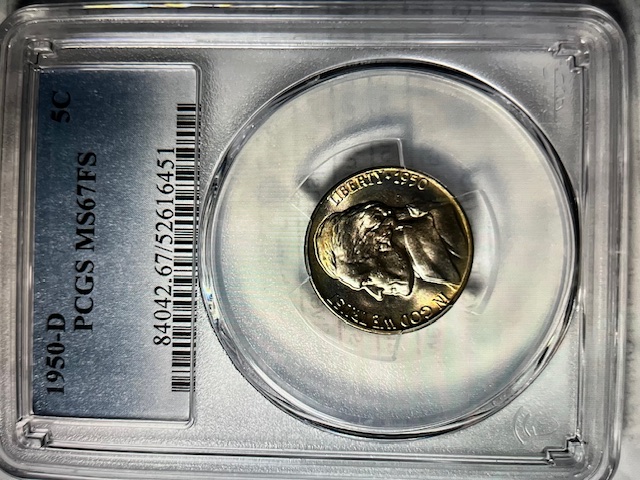 Jefferson-Nickel-Collectors-Unite:-1950-D-MS-67fs-With-Some-Decent-Toning